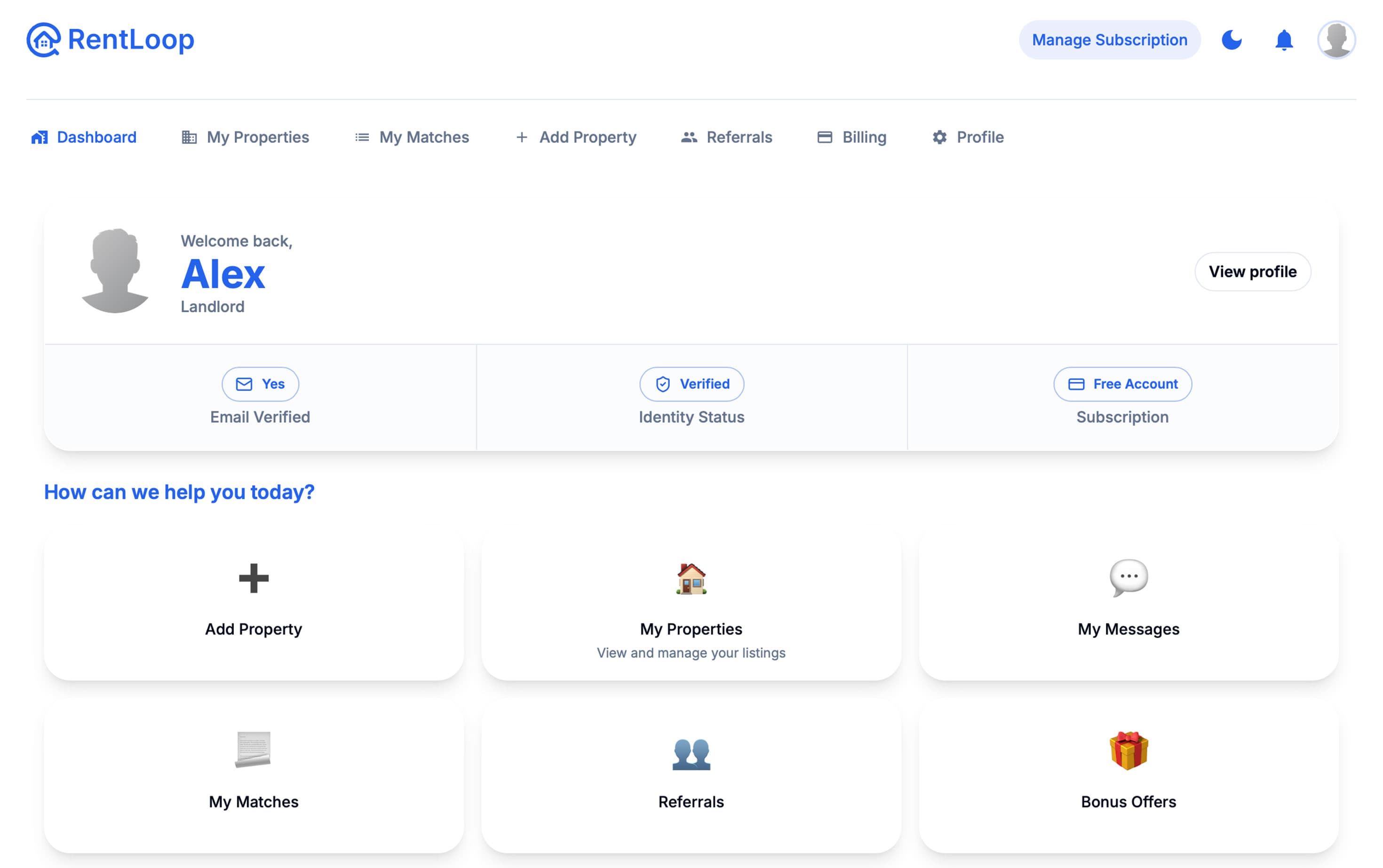 RentLoop Dashboard Screenshot